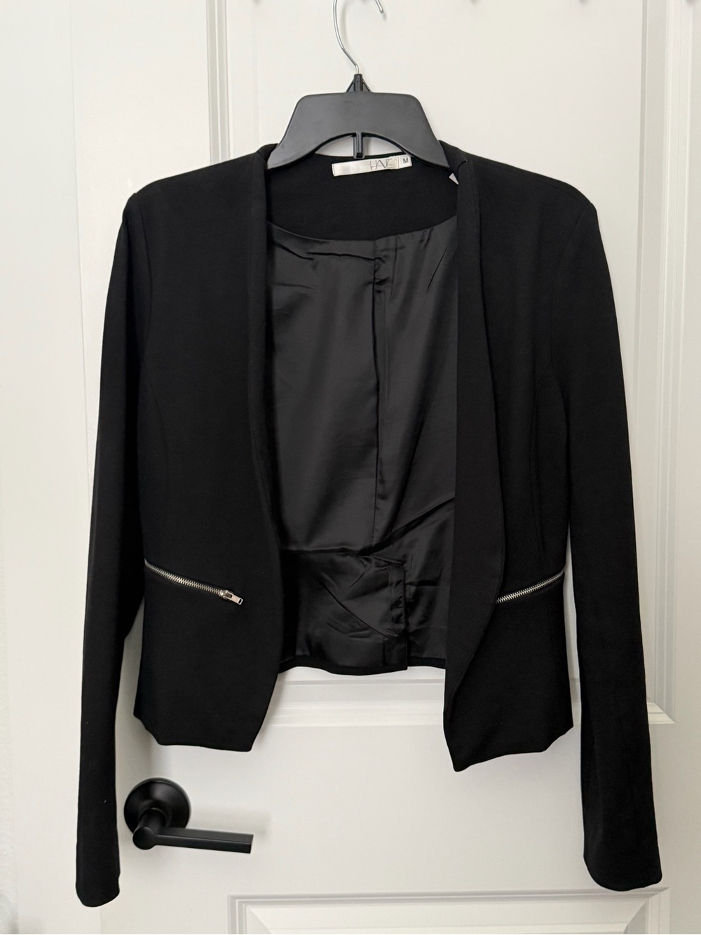 Black Medium Open-Front Women's Blazer Jacket